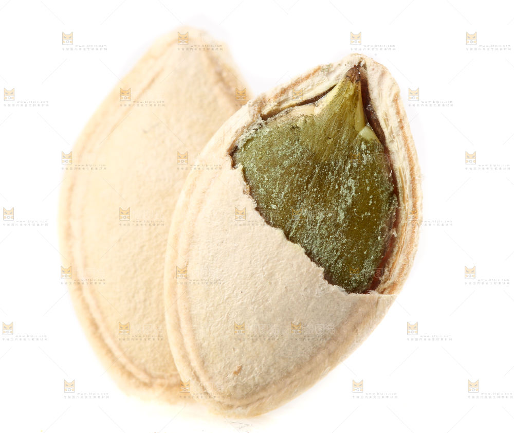 白底上剥皮的原味南瓜子