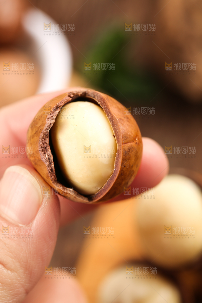 手拿夏威夷果果仁