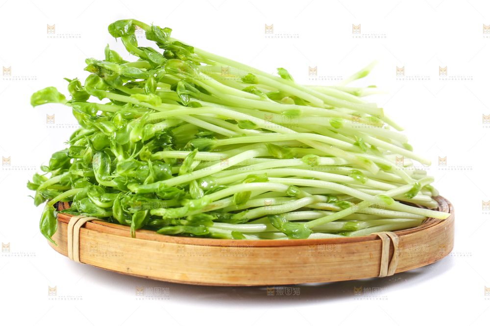 盘子里装着新鲜豌豆芽