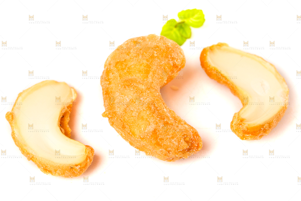 白底上的炭烧腰果