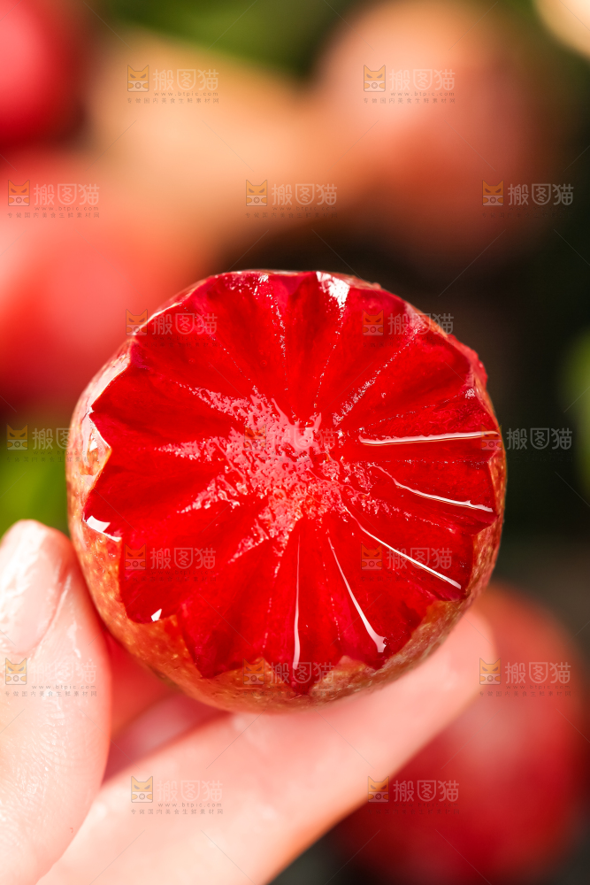 手里拿着红心李