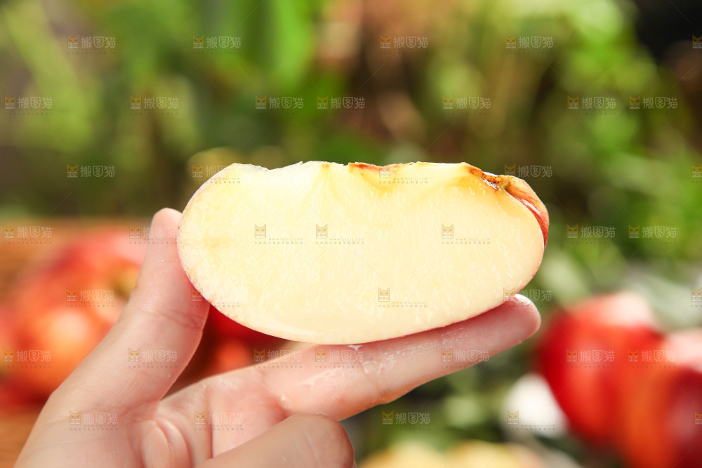 手里拿着苹果果肉