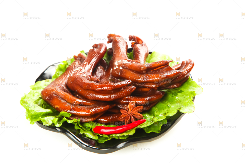 白底上的香辣鸭爪