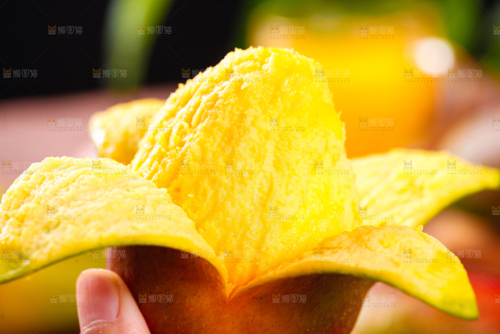 手里拿着新鲜芒果