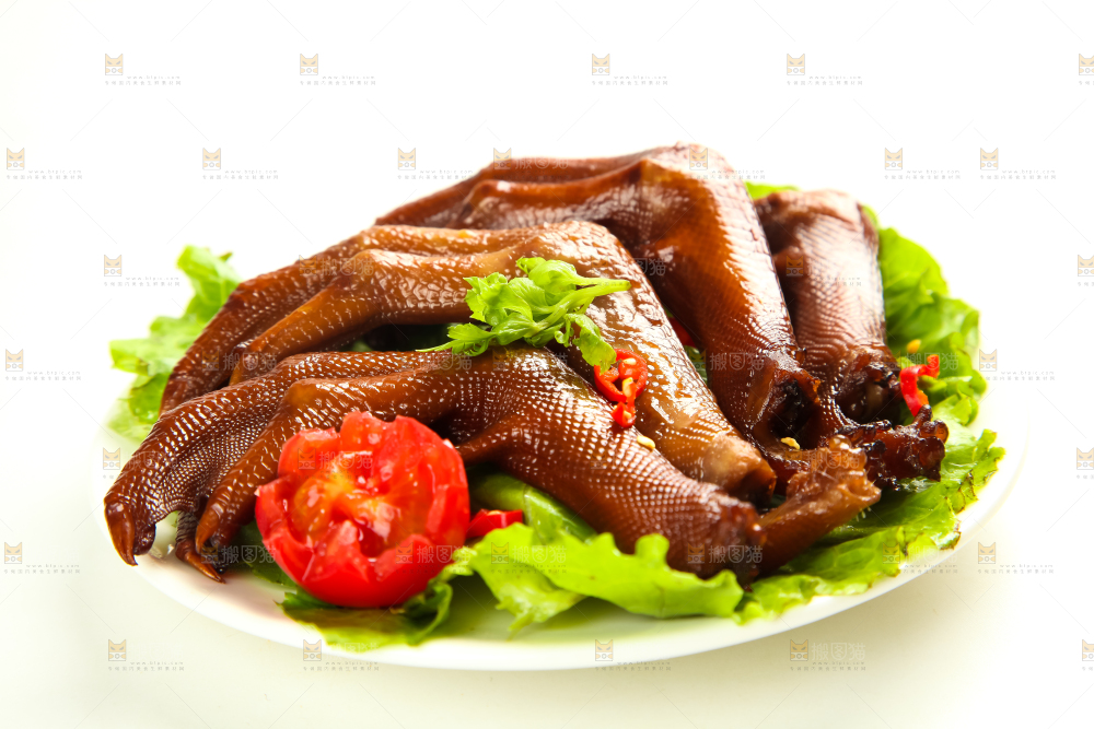 白底上的香辣鸭爪
