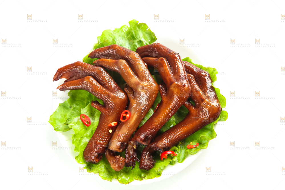 白底上的香辣鸭爪