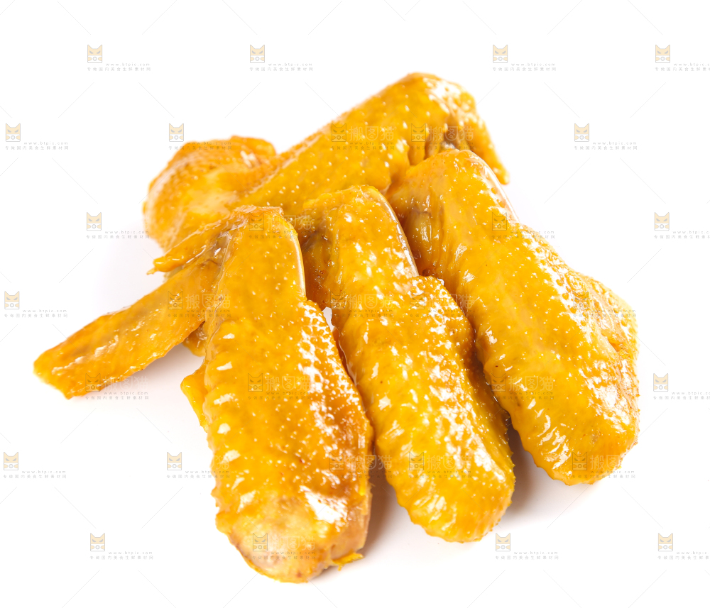 白底上摆放着盐焗鸡翅