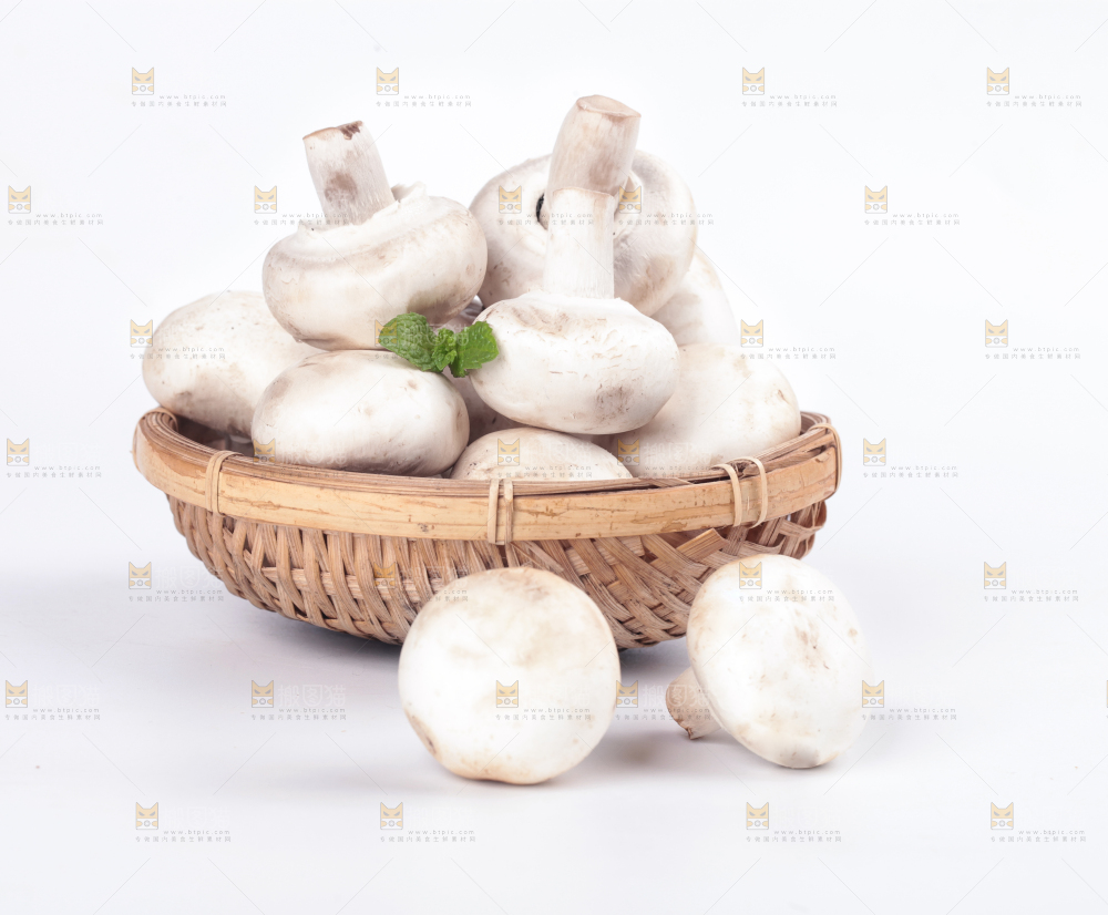 篮子里装着蘑菇