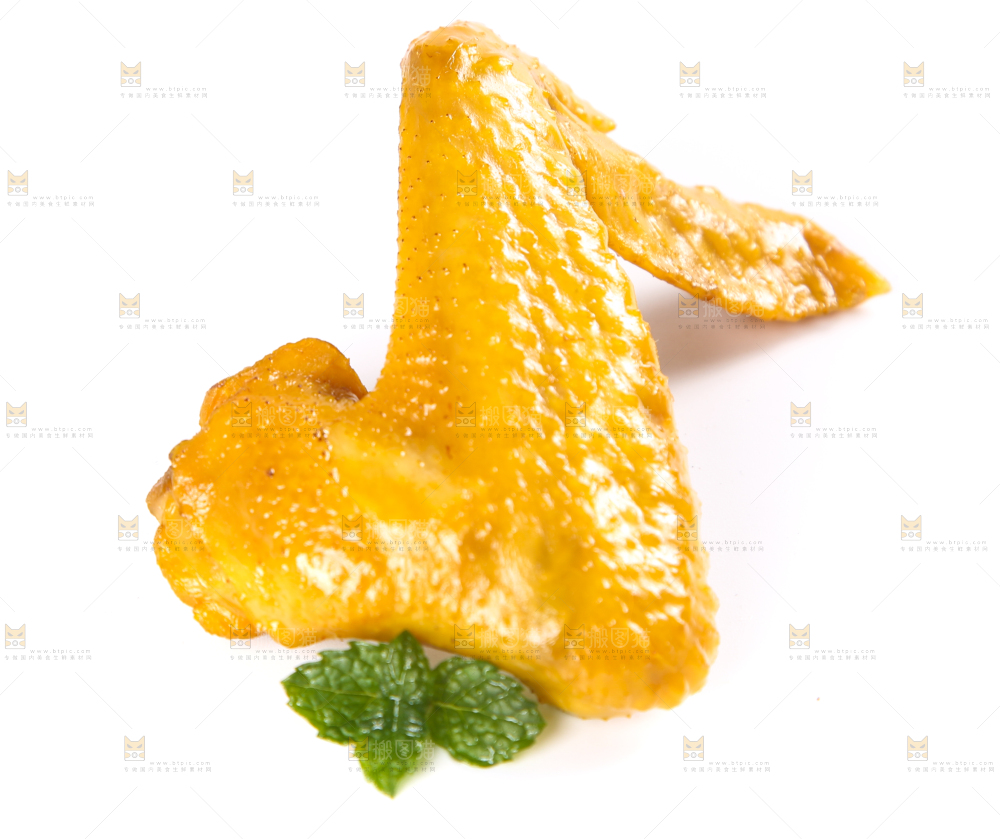 白底上摆放着盐焗鸡翅