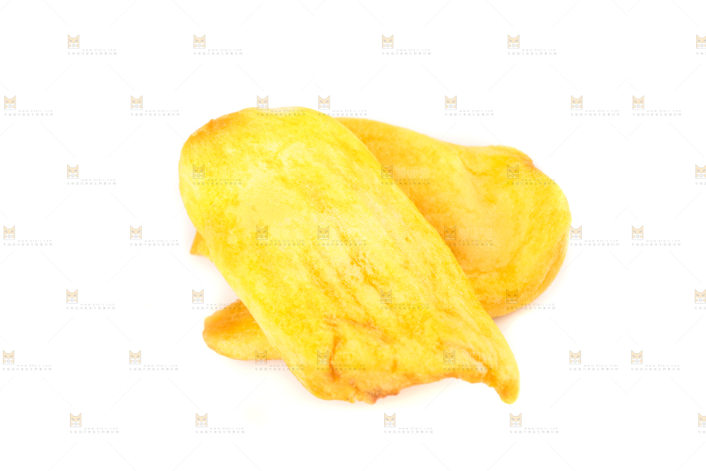 白底上摆放着菠萝蜜果干