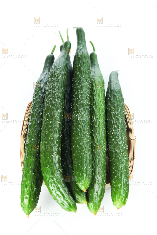 白底上摆放着黄瓜