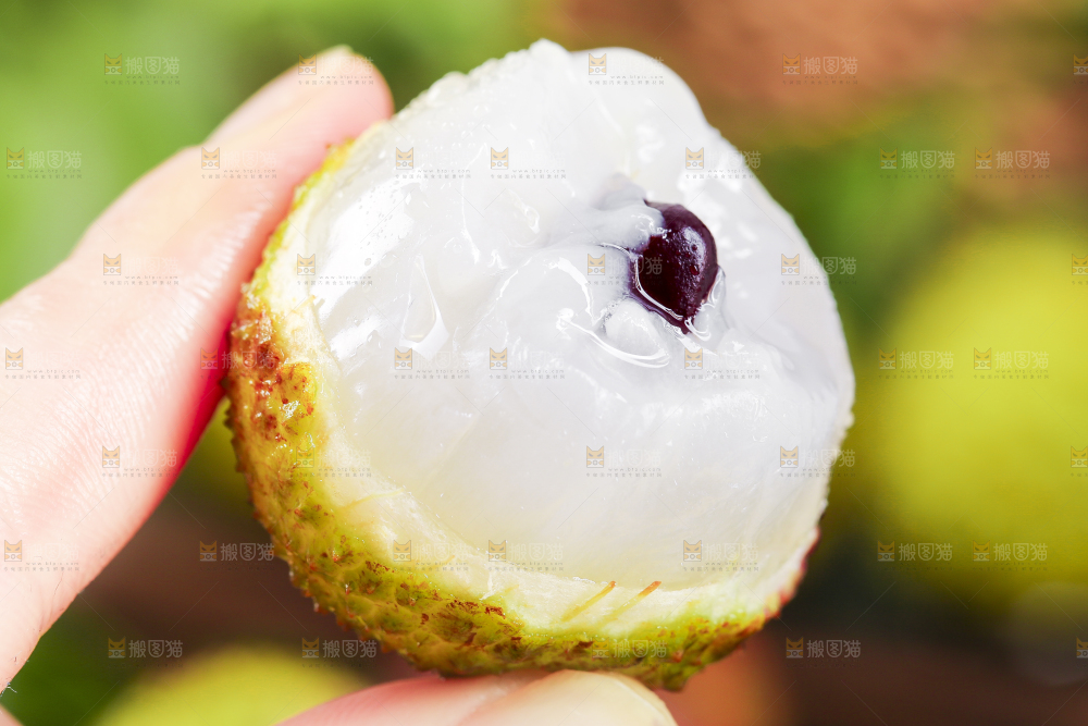 手里拿着荔枝
