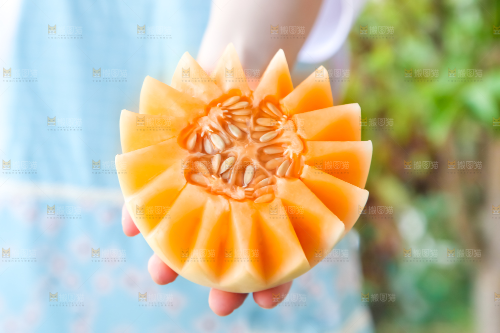 手里拿着甜瓜