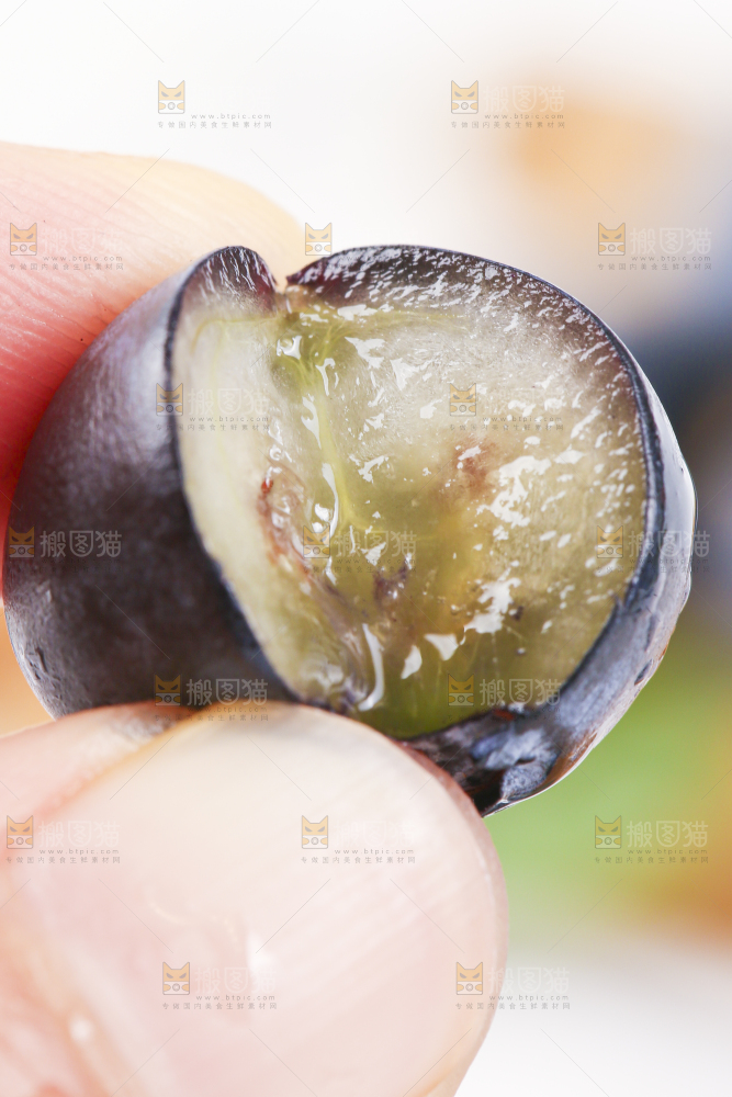 手里拿着蓝莓果