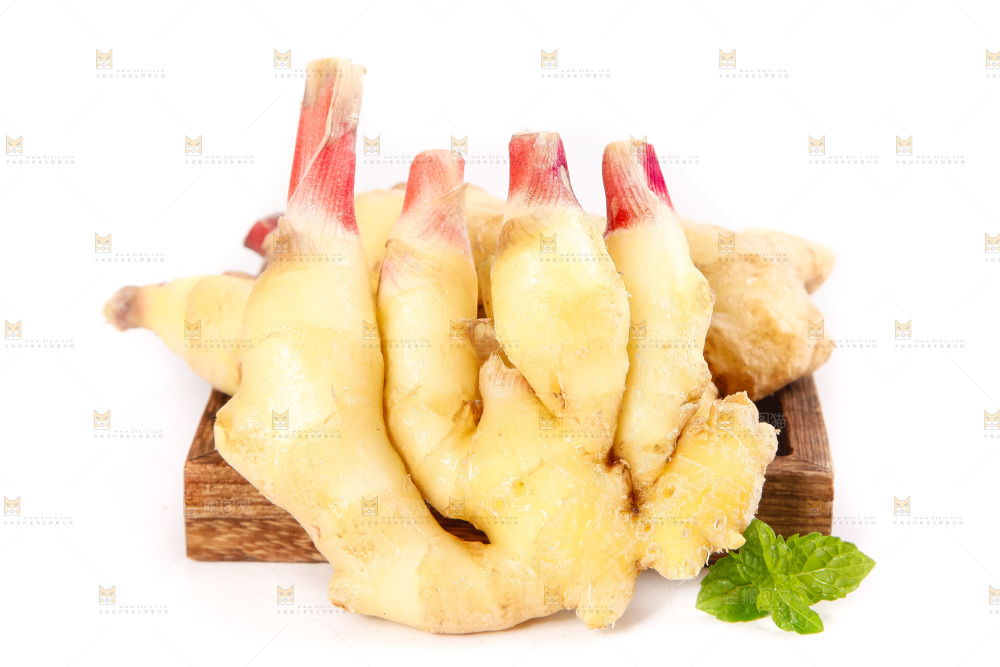 白底上的红芽姜