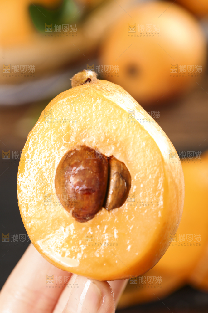 手里拿着野生枇杷