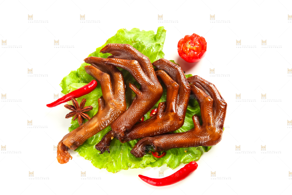 白底上的香辣鸭爪
