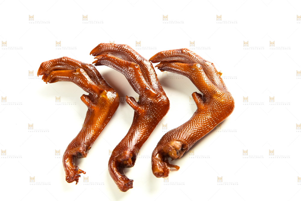 白底上的香辣鸭爪