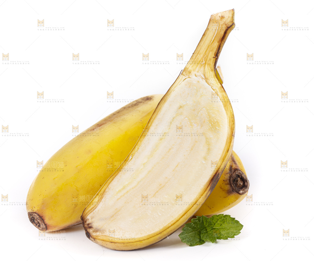 白底上的苹果香蕉