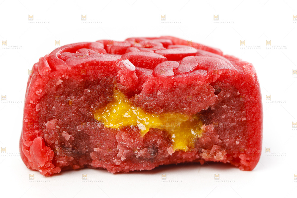 白底上的流心月饼