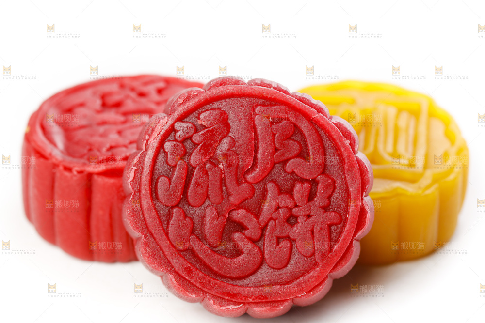 白底上的流心月饼