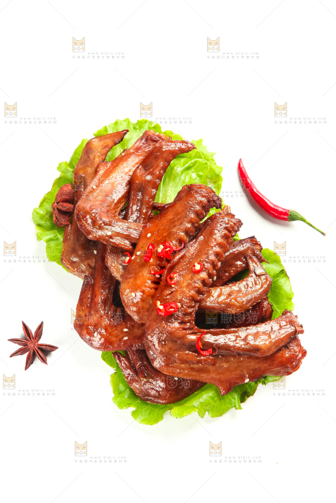 叶子上的香辣鸭翅