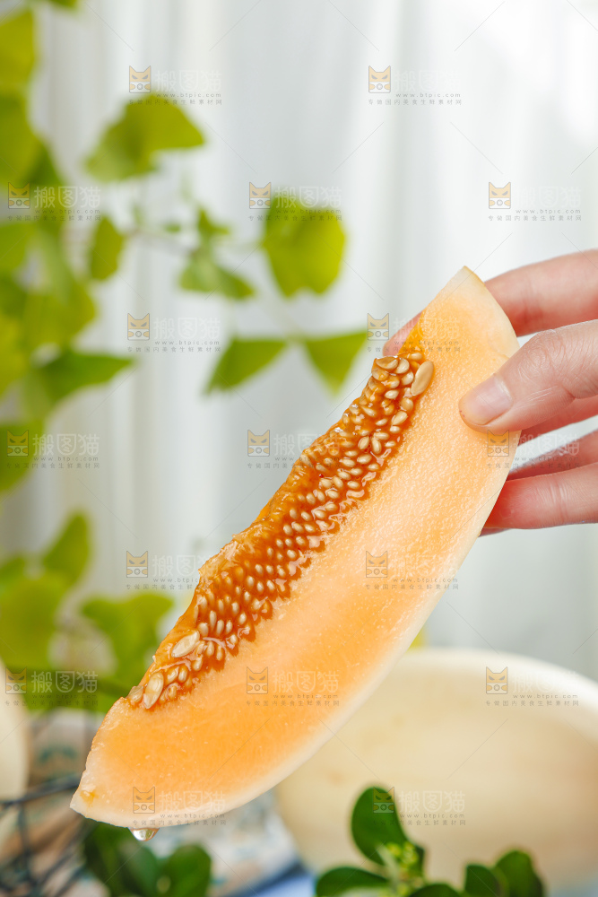 手里拿着白皮蜜瓜