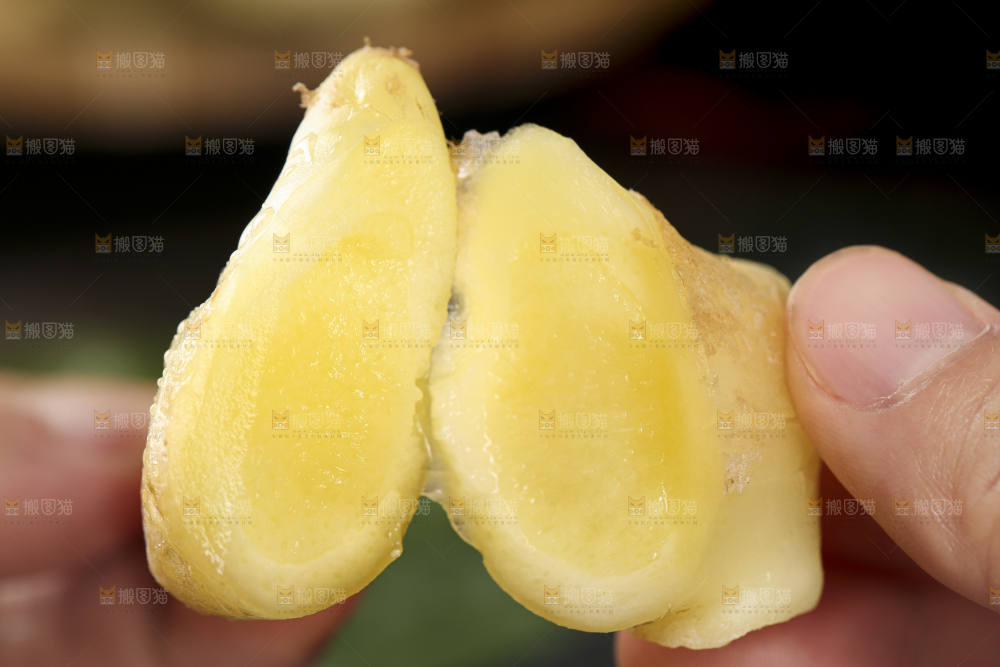 手里拿着红芽姜