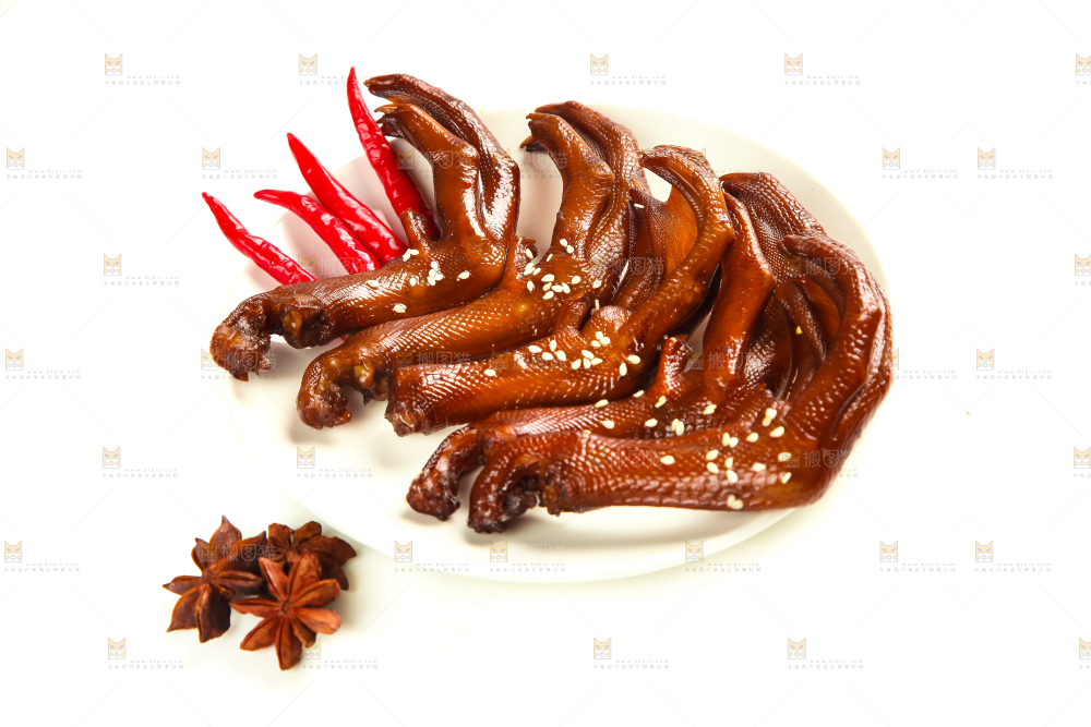 白底上的香辣鸭爪