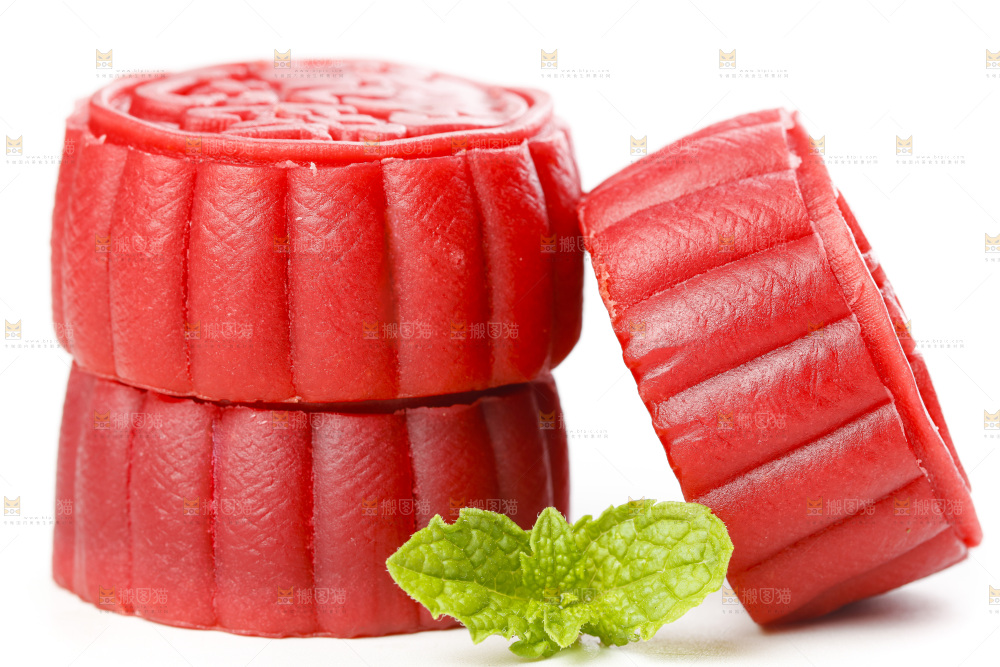 白底上的流心月饼