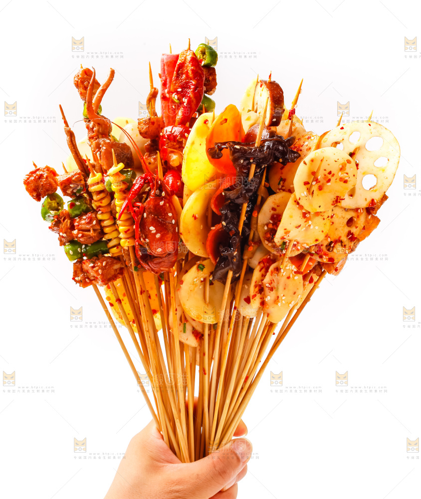 手拿钵钵鸡食材