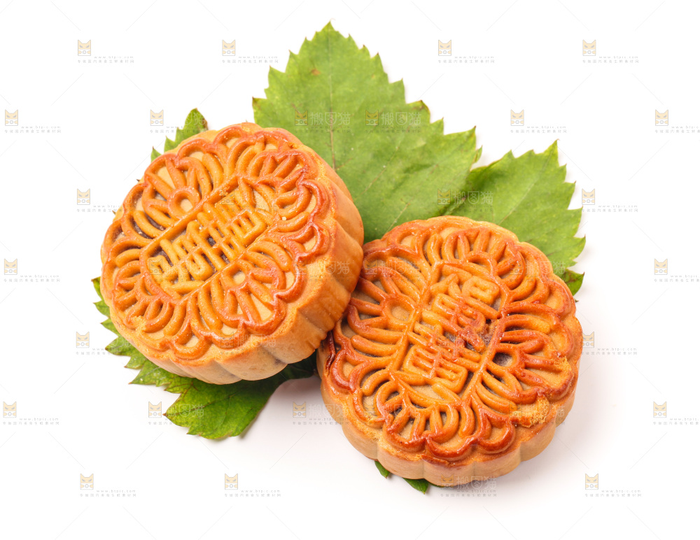 白底上的蛋黄月饼