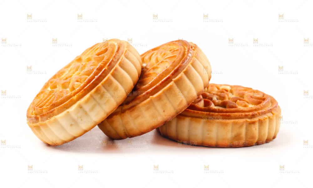白底上的蛋黄月饼