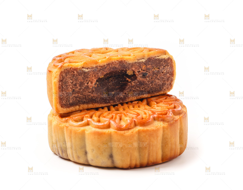 白底上的豆沙月饼