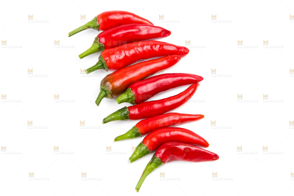 白底上摆放着广西小米椒
