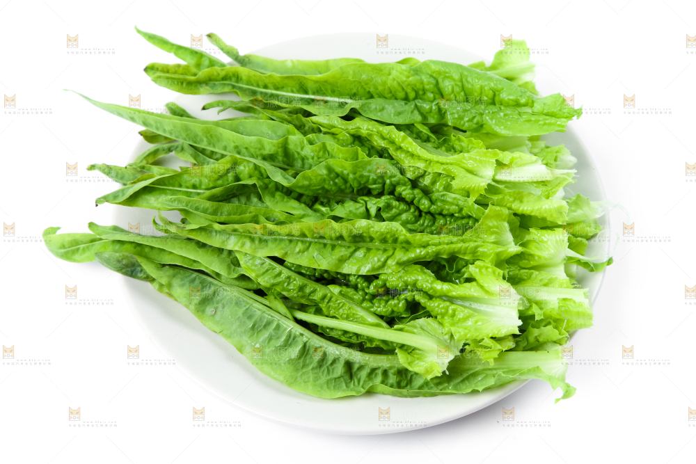 白底上放着莴笋叶子