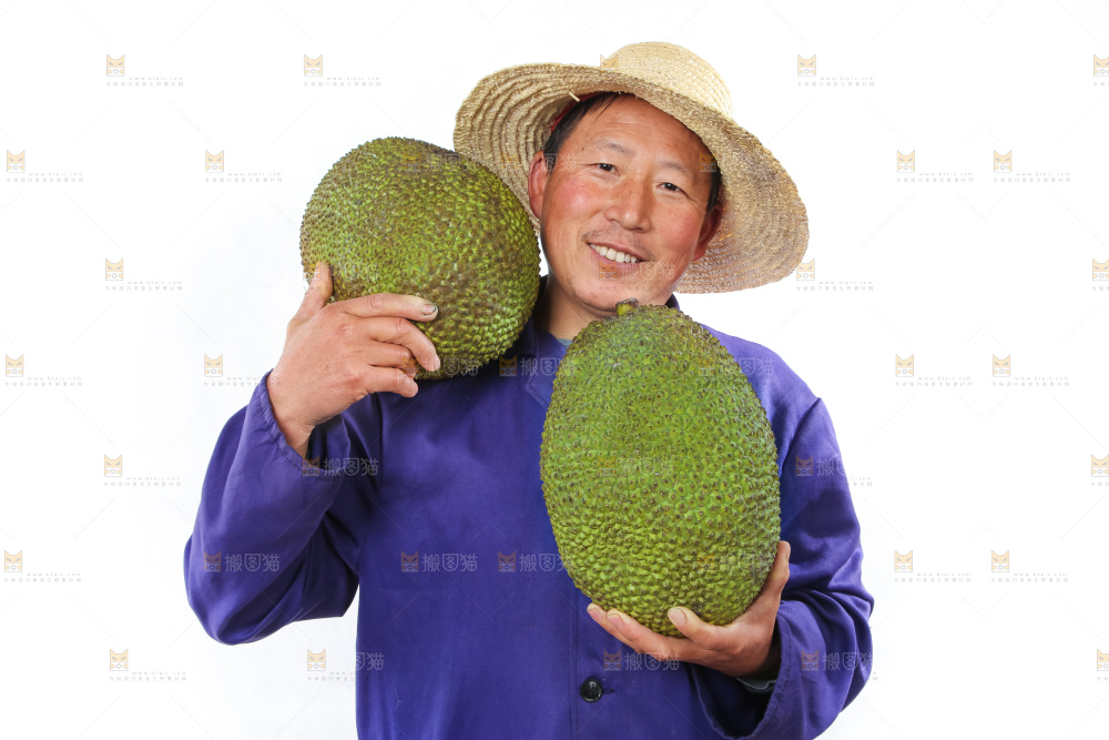 农民手里拿着菠萝蜜