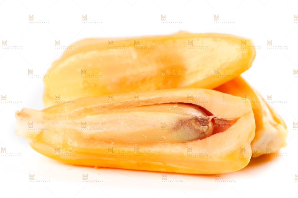 白底上摆放着红心菠萝蜜