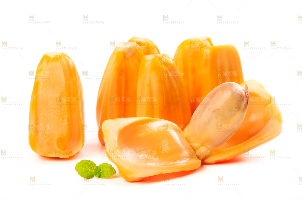 白底上放着红心菠萝蜜