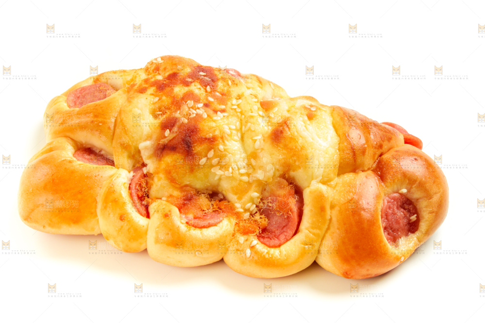 白底上的火腿肉松面包