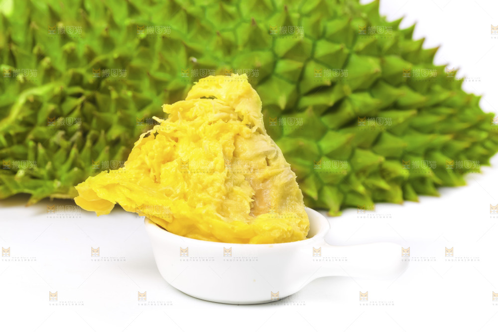 白底上放着泰国金枕榴莲