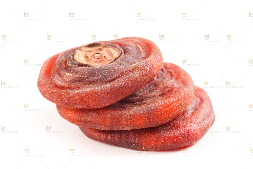 白底上放着柿饼