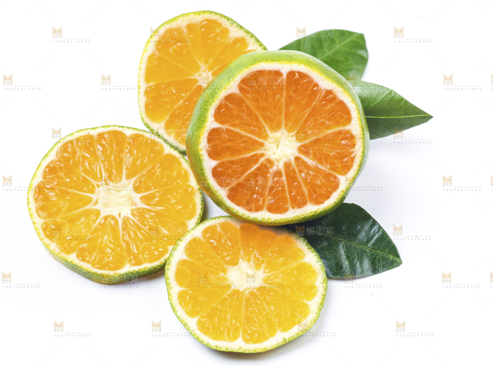 白底上的青皮蜜橘