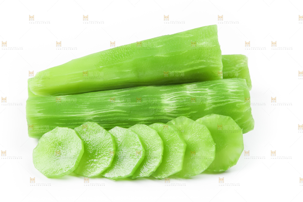 白底上摆放着莴苣