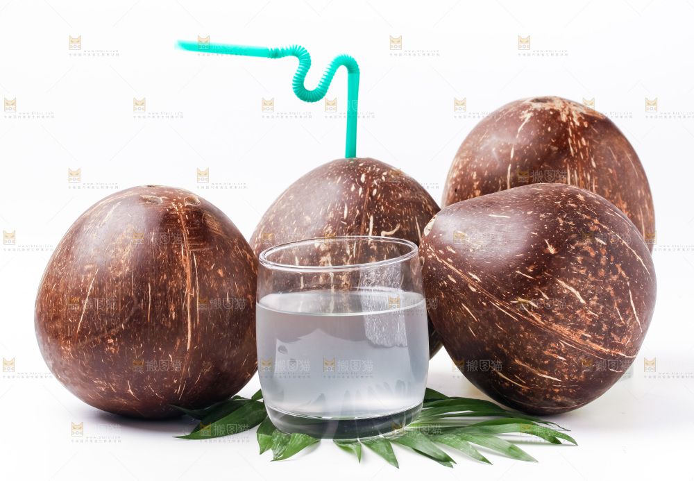 白底上摆放着老椰子