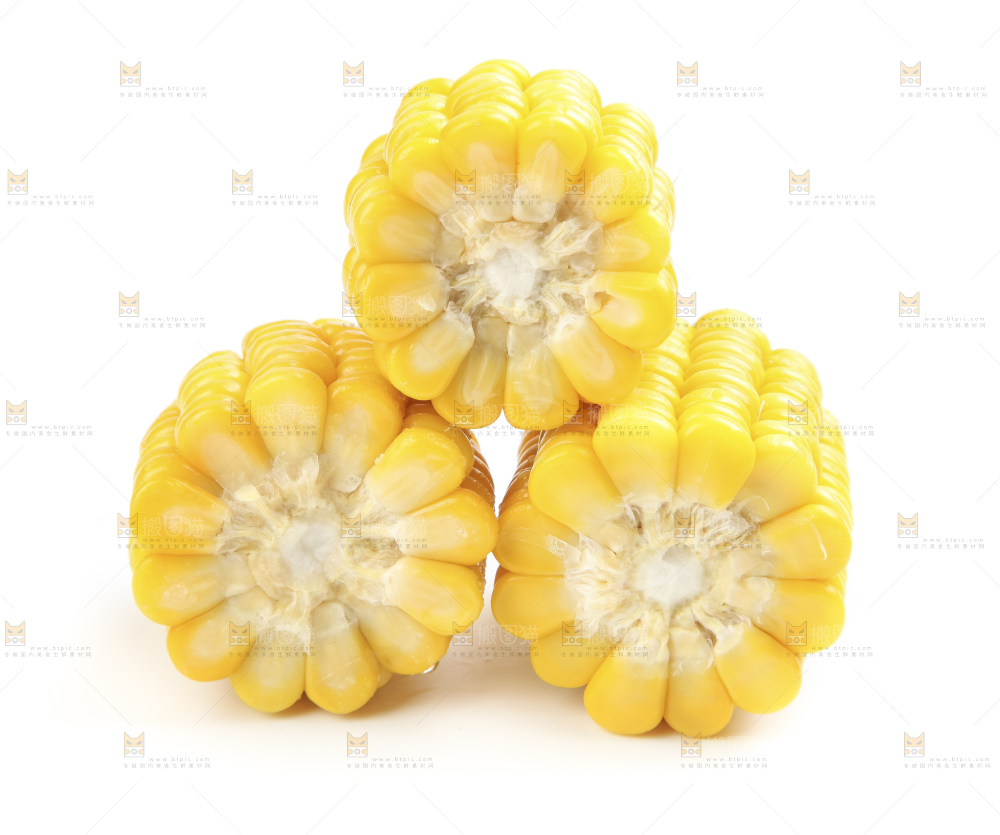 白底上的玉米棒