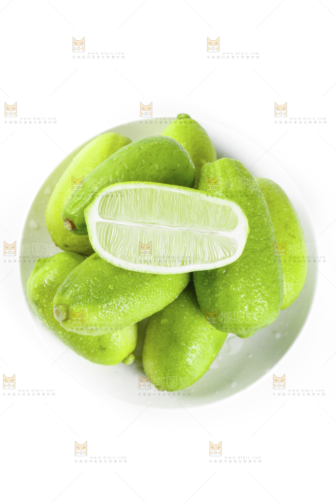 白底上的海南香水柠檬