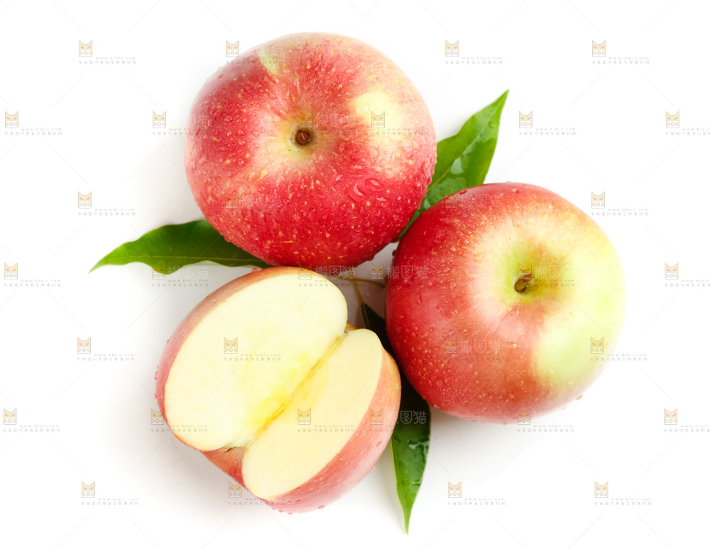 白底上的红苹果
