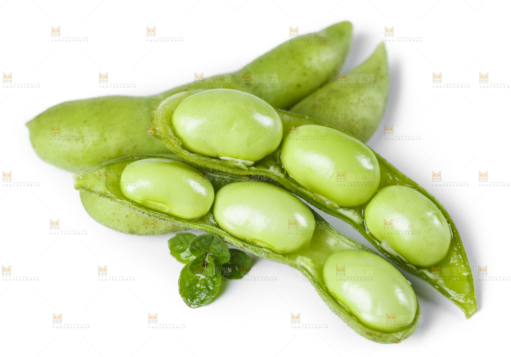 白底上摆放着毛豆角