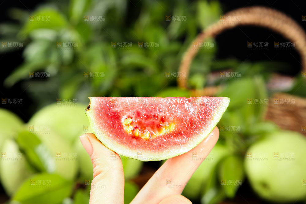 手里拿着软心红芭乐